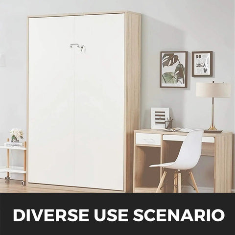 Heavy Duty Murphy Bed Spring Mount Kit Horizontal Wall Frame Hardware For Queen Or Twin Size Bed With Ironclad Rebound Action And No Sweat Diy Setup In Classic White Finish, shown in a home office setting.