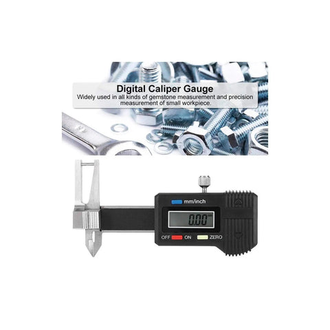 Three In One Digital Caliper For Jewelry And DIY Projects Stainless Steel Gauge For Inner Diameter External Diameter And Thickness 0 To 25mm Pro Grade Precision Measurement For Gemstones And Small Parts with digital display and metal parts shown.