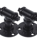 Industrial Style Water Pipe Cabinet Pull Handle Two Pack Iron Art Vintage Drawer Knobs For Dresser And Cupboard Doors Hardware In Rustic Open Plan Design With Cool Retro Vibe Today, front view of black iron handles on white background.