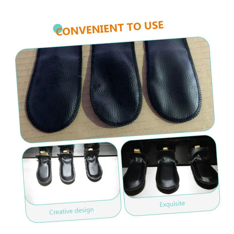 Six Pack Piano Pedal Protective Covers Soft Leather Foot Pad Sleeves displayed on pedals