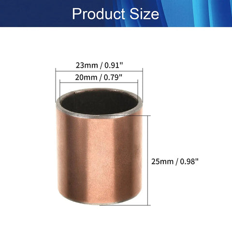 Premium Heavy Duty 20X23X25Mm Oilless Sleeve Bearing Straight Up Smooth Operator Sintered Bronze Plain Bushing dimensions