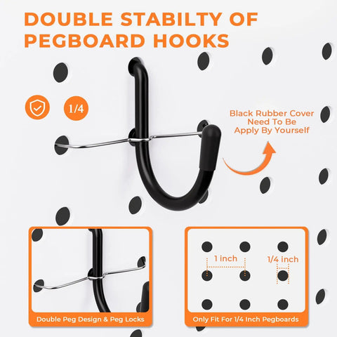 Extra Thick 220 Piece Pegboard Organizer Kit With Heavy Duty Black Pegboard Hooks Bins And Peg Lock For Garage Wall Mounts close-up