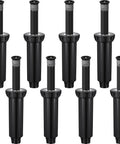 Heavy Duty 4 Inch Pop Up Sprinkler Heads 8 Pack for Lawn Irrigation Upgrade adjustable spray pattern, black color, eight pieces.