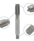 M16 1.5 Metric Tap And Die Set showing high-speed steel tap with close-up details of threading and tip angle.