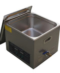Get Your Hardware Glistening With This Hualuck Dual Frequency 40Khz And 28Khz Digital Ultrasonic Cleaner showing a 15L stainless steel tank with lid.