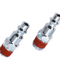 Premium Red 2 Pack 1/4 Npt Male Air Line Fitting Quick Connect Coupler Kit For Compressor Hose And Pneumatic Tools Industrial Type D Standard Heavy Duty, red thread seal