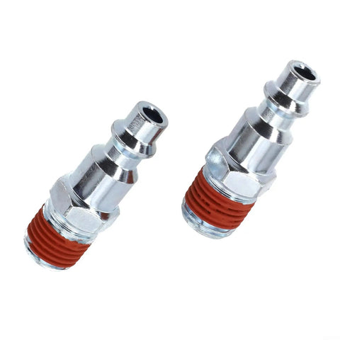 Premium Red 2 Pack 1/4 Npt Male Air Line Fitting Quick Connect Coupler Kit For Compressor Hose And Pneumatic Tools Industrial Type D Standard Heavy Duty, red thread seal