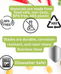 All-in-One Vegetable Chopper & Prep Station by Amazon; BPA-free ABS plastic, stainless steel blades, dishwasher safe.