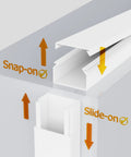 Paintable White Wall Cord Hide Kit for TV Cables, 157-Inch Raceway System with Adhesive Channel demonstrating snap-on feature