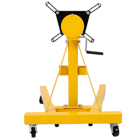 Tough As Nails 1500 LB Engine Hoist Stand Featuring Geared 360 Degree Swivel Head and Smooth Six Wheel Mobility Base front view.