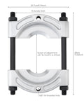 Front view of heavy-duty automotive bearing puller with adjustable jaw spread 1/2–5-3/4 in and 5/8-18 threaded holes