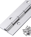 Built Like A Tank Stainless Steel Piano Hinge With Wide Pre Drilled Spacing 48 Inch Continuous Hardware For Cabinet Doors And Diy Wood Boxes Includes Mounting Screws with mounting screws.