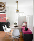 Gold Pendant Light Fixture With Frosted Glass Shade For Kitchen Island And Dining Room Modern Rod Hanging Lamp in a dining space