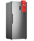 Massive Convertible Upright Freezer And Refrigerator Combo, 21.2 Cubic Feet Stainless Steel Build, front view with digital control panel.