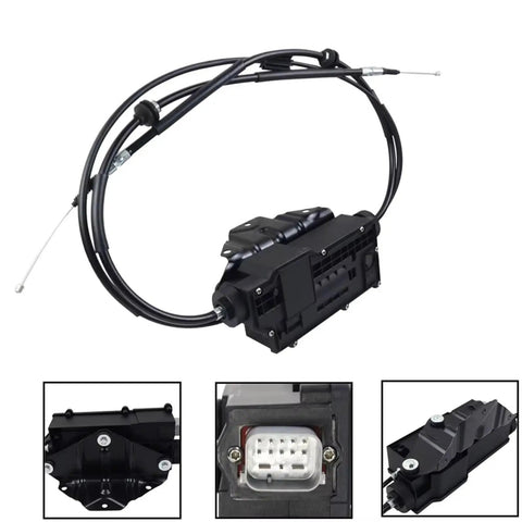 Upgraded Rear Electric Parking Brake Actuator Control Unit Direct Bolt On For BMW X6 E71 E72 2008 To 2014 with cables and connectors.
