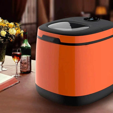 Portable Countertop Ice Maker Machine Rapid Six Minute Freeze boosts weekend crews with 44 pounds daily, sleek orange design.