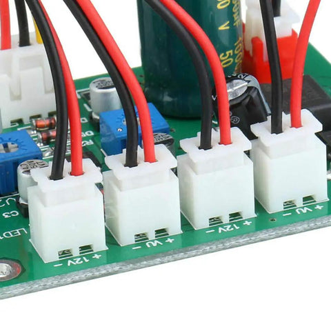 Dual Channel VU Meter Panel With Warm Back Light For Recording And Audio Level Monitoring, Driver Board Included, L GND R Input Terminals For Left Right Channels, 12V 15V Power Supply Ready, Smooth Gain Readouts For DJs And Producers, close-up terminals