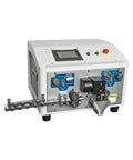 Industrial Automatic Computer Cable Cutting And Stripping Machine with control panel and wire feed mechanism.