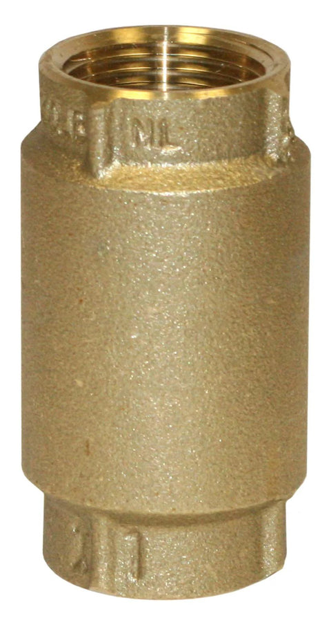 1-inch brass check valve with threaded ends, no-lead design