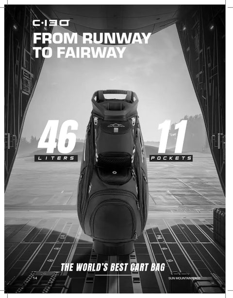 Lightweight Men S C130 Cart Golf Bag Featuring 14 Way Club Dividers And Slick Pocket Layout Built Smooth For Fast Pace Rounds Hella Easy To Pack And Zip Up All Day Long On Course, showing 11 pockets.