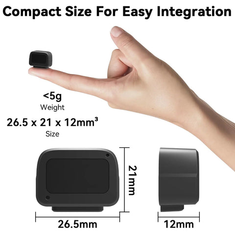 Long Range Lidar Sensor With High Precision PToF Distance Measurement Micro Single Point Ranging Module shown on a fingertip