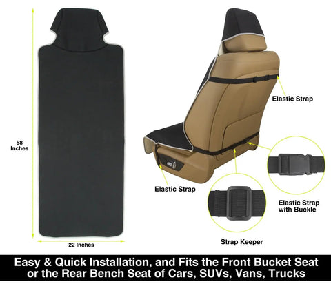 Waterproof Neoprene Car Seat Cover Sweatproof Non Slip Seat Protector Universal Fit For Front Bucket and Rear Bench Seats