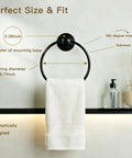 Adhesive Towel Ring Self Adhesive Stainless Steel Matte Black Rustproof Bathroom Towel Holder Wall Mount SUS 304 Durable