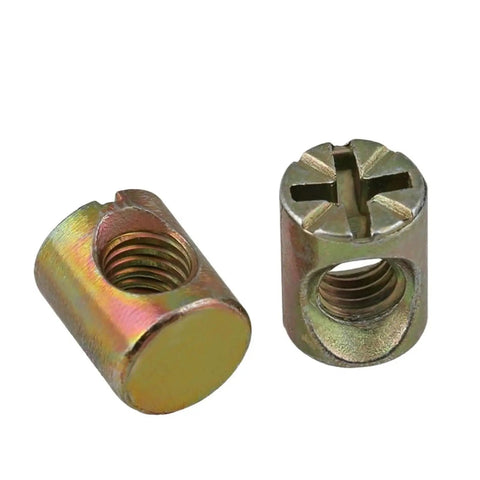 Rock Solid Barrel Nuts Cross Dowels For Furniture M6 M8 Slotted Metal Hardware For Beds And Chairs Secure Fixation Connector 2 pcs