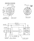 Technical drawing of RS775 Compact DC Motor showing dimensions and vent holes, designed for Sander Polisher Kit 12V 24V 120W.