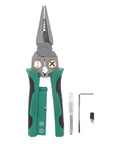 Pro Hardened Wire Strippers And Voltage Tester Electrical Pliers With Razor Blades For Fast Cable Trimming And Secure Crimping Up To 4 Millimeter Wires, includes hex key and voltage checker.