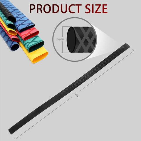 Heavy Duty Heat Shrink Wax Rod Wrap For Fishing Handles And Gear Featuring Fast Soft Shrink Action a 39 inch long black tubing with non-slip surface.