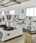 Automatic Metallographic Grinder Polisher Benchtop Machine for Pro Grade Specimen Prep in a laboratory setting with multiple units.