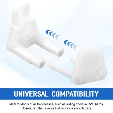 Adjustable Sliding Door Guide Set For Barn And Pocket Doors Floor Guide With Wall Mount RV Sliding Door Hardware Closet Door Guides For Carpet Barn Pocket Door Bottom Floor Guide Includes 2 Packs And 4 Screws, white plastic, side view