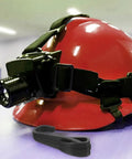 Ten Pack Elastic Cord Hooks Double Sided Plastic Rope Clips for helmets and headlamps shown on a red helmet with clip detail.