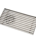 Oreilet Linear Shower Drain Bathroom Floor Drain with Hair Catcher (Side) in stainless steel, featuring a long rectangular design.