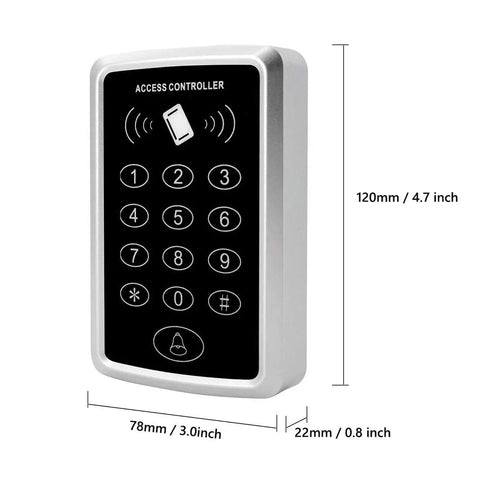 Door Access Control System With Standalone Keypad And 5 Key Fobs For Home Security And Easy Entry, keypad close-up, 120mm x 78mm x 22mm