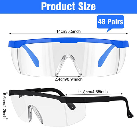 48 Pairs Over Glasses Safety Goggles Lab Protective Eyewear Anti Fog For Science Classes Men Women Blue Black Fits Most Glasses