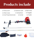 Beast Power Gas Pole Saw With 16 Foot Reach And 42 7cc 2 Stroke Engine shown disassembled with accessories included
