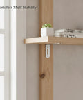 Wooden shelf supported by Stainless Steel L Bracket For Floating Shelves And Wall Mounted Desks, Heavy Duty Adjustable Support