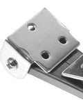 Close-up of hinge mechanism in 2 Pack Flexible Stainless Steel Draw Latches With Curved T Handle Grip For Tool Boxes Carts Automotive Boats And Coolers