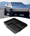 Straight Up Solid Setup For Tesla Cybertruck Center Console Organizer 2024 And 2025 Custom Molded TPE storage solution, shown in black.