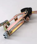 Twin Cable Throttle Linkage Kit For Side Draft DCOE 40mm 45mm Carburetors Mounting Hardware Upgrade To Boost Throttle Response And Keep Your Engine Running Smooth As Butter And Stable. side view of zinc-plated linkage bracket with hardware