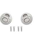 2-Pack Hidden Recessed Furniture Handle In Stainless Steel 51x16mm Round Flush Pull Ring Handles with screws