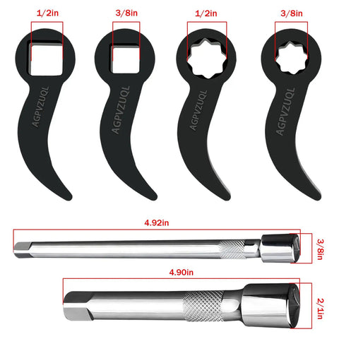 1/2 and 3/8 Inch Drive Pry Bar Wrench Adapter Head With Extension Bar, Adjustable Crowbar Adapter For Tight Space Car Repair