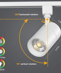 Three Color Temp 20W H Track Lighting Heads, Dimmable No Flicker LED Fixtures, 2000 Lumens Each, 36 Degree Beam, CRI90 Plus, adjustable angles