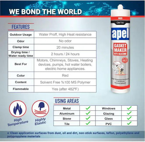 High Temp RTV Silicone Gasket Maker And Sealant For Automotive And Machinery, Heat Resistant From 104F To 572F, Red, 10.2 Oz, 2 Pack