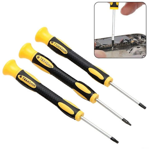 Top Tier Star Screwdriver Kit For Game Console Repair Featuring T6 T8H And T10H Bits With Center Hole Made From Hardened Steel To Safely Disassemble Xbox 360 Ps3 And Ps4 Controller Handles Without Stripping Screws Ever Again, 3-piece 140mm