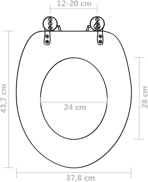 Dimensions of Ultra Soft Flannel Toilet Seat Covers With Quiet Closing Lids, showing O shape fit and measurement details.