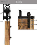 8Ft Ceiling Mount Sliding Barn Door Hardware Kit for 48 Inch Wide Single Wood Door, Low Ceiling L Shape Bracket System, Black Finish