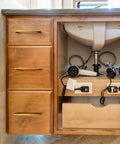 Open wooden cabinet with vintage coffee bronze zinc alloy cabinet handles 2 pack drawer pulls